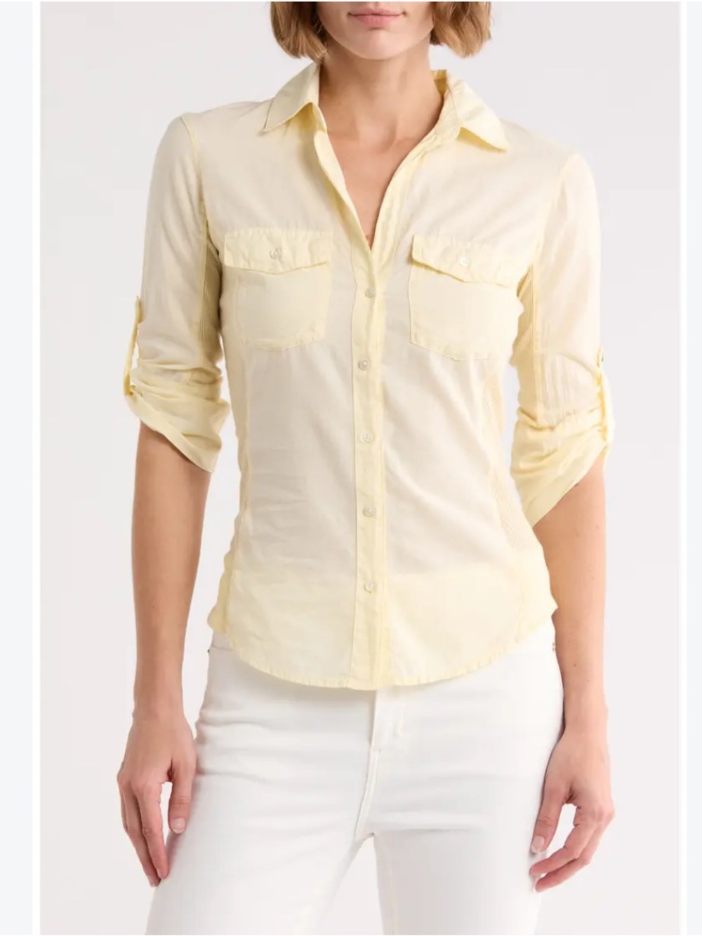 Standard James Perse Three-quarter Sleeve Button-Up Shirt Size 1 Small